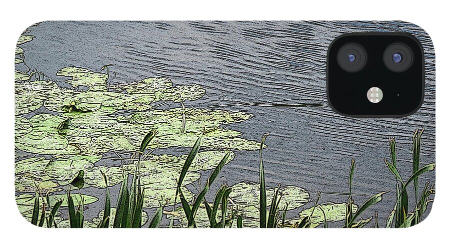 Nature iPhone 12 Case featuring the digital art Lily Pads and Seaweed by Mary Mikawoz