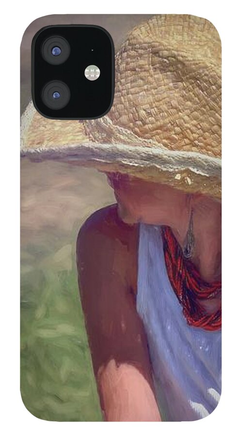 Little Cowgirl iPhone 12 Case featuring the digital art Little Cowgirl at San Clemente Rodeo by Rebecca Herranen