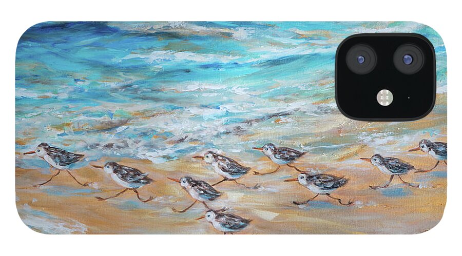 Ocean iPhone 12 Case featuring the painting Little Rebel Scurry by Linda Olsen