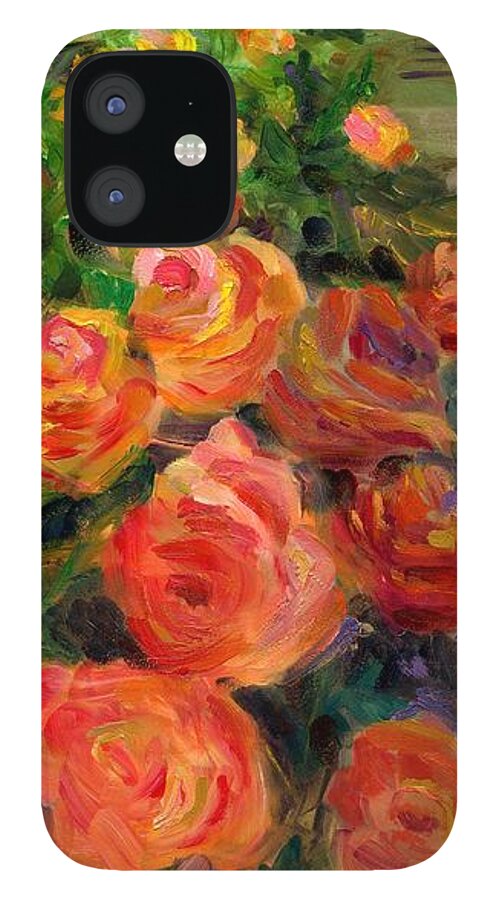 Flower iPhone 12 Case featuring the painting Love Blooms by Susan Hensel