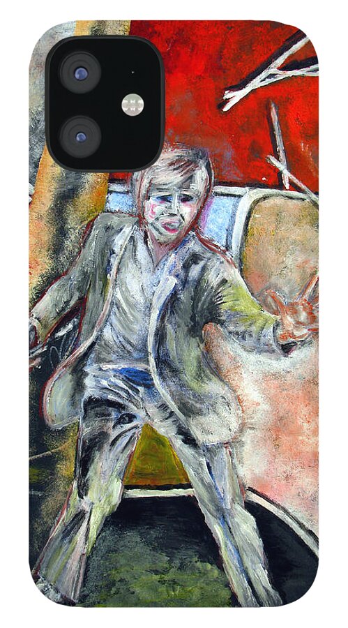 Male iPhone 12 Case featuring the painting Mad World by Tom Conway