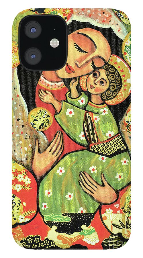 Mother And Child iPhone 12 Case featuring the painting Madonna and Child by Eva Campbell