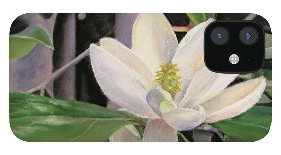 Magnolia iPhone 12 Case featuring the pastel Magnolia by MaryJo Clark