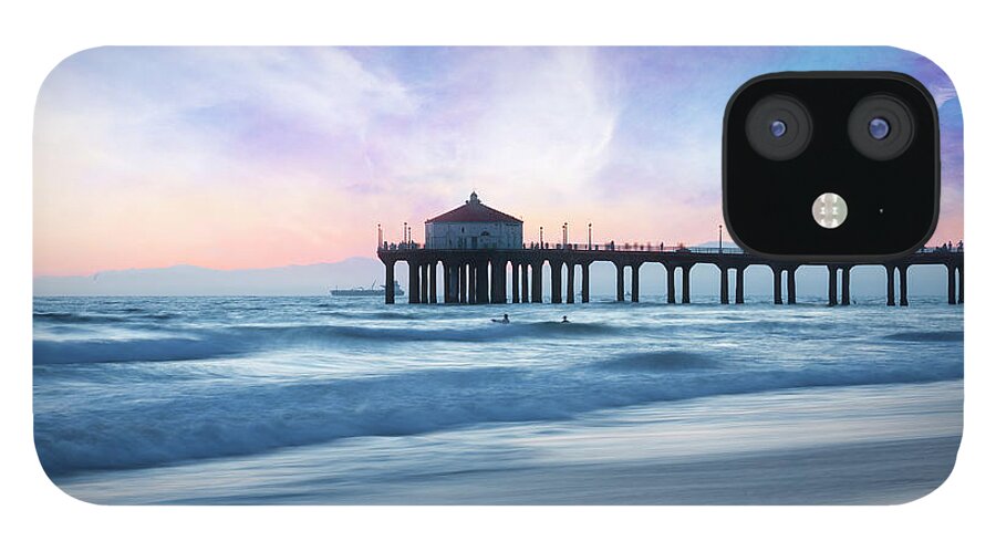 Sunset iPhone 12 Case featuring the photograph Manhattan Beach Pier at dusk by Stella Levi
