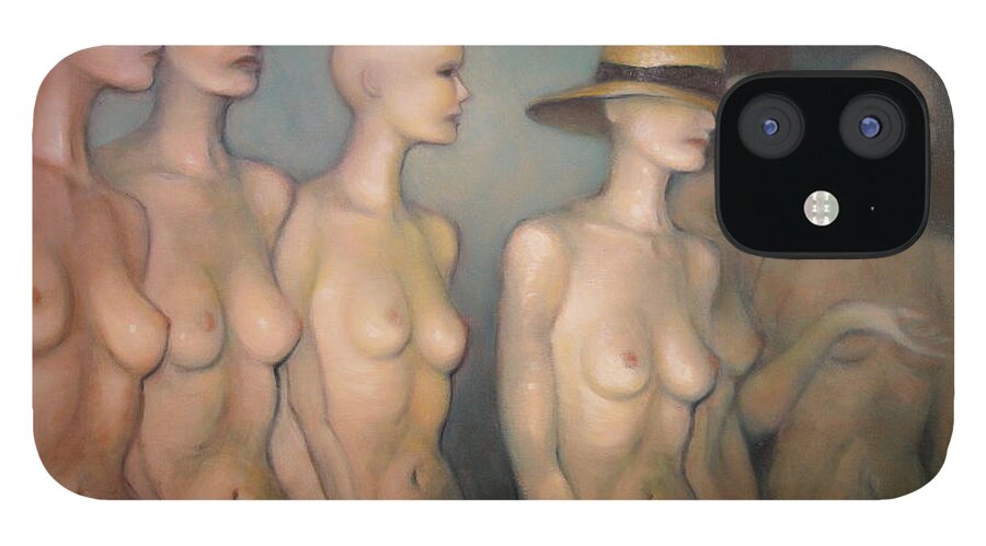 Realism iPhone 12 Case featuring the painting Manneqiuns by Donelli DiMaria