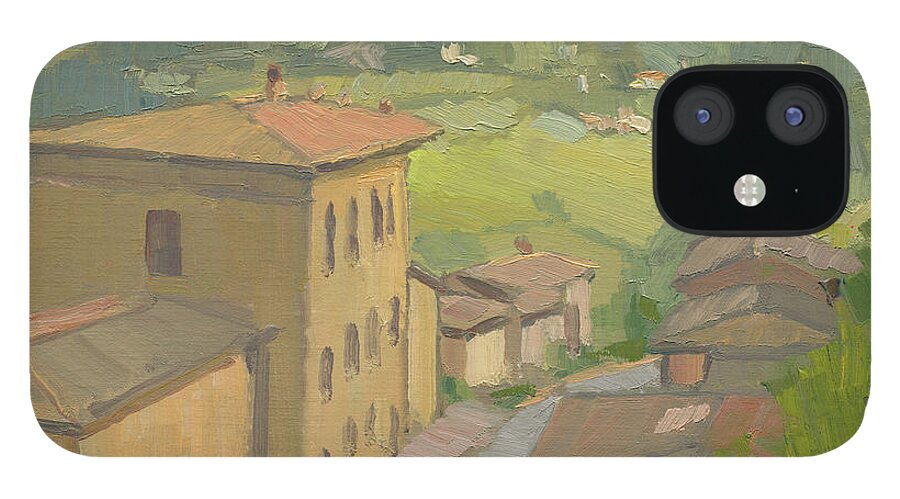 Montepulciano iPhone 12 Case featuring the painting Montepulciano evening - Montepulciano, Italy by Paul Strahm