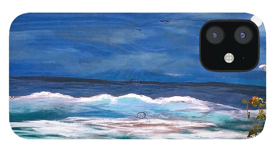Ocean iPhone 12 Case featuring the painting Moon lit Sea by James and Donna Daugherty