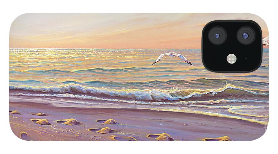 Seascape iPhone 12 Case featuring the painting Morning Glisten by Joe Mandrick