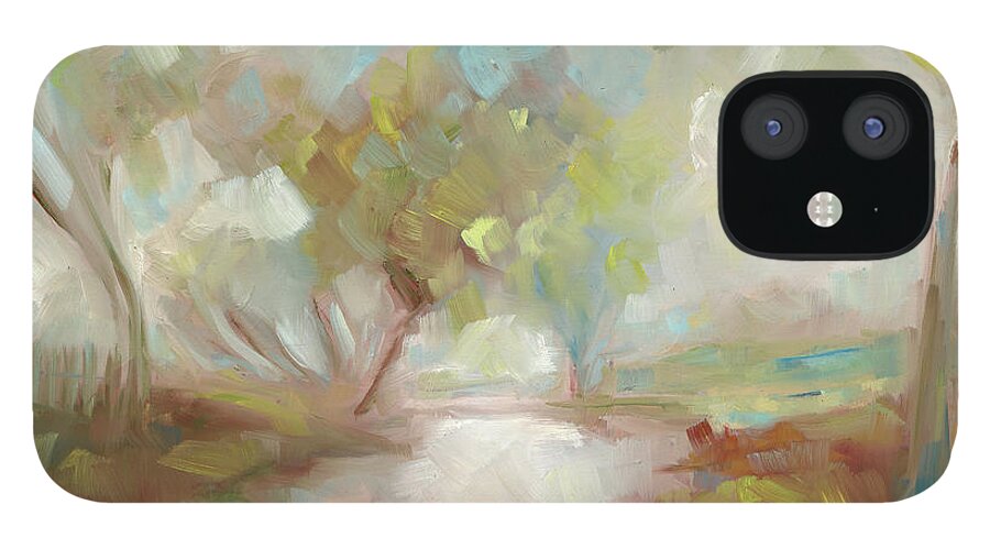 Landscape iPhone 12 Case featuring the painting Morning in Richmond Park by Roger Clarke