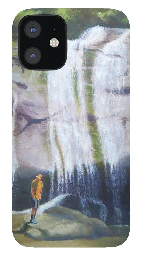 Waterfalls iPhone 12 Case featuring the painting Mountain Treasure by Phyllis Andrews