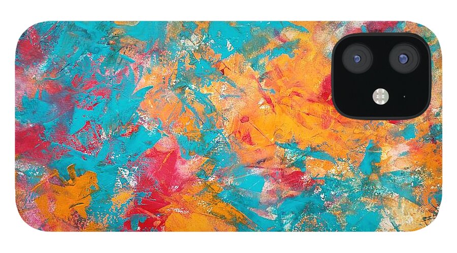 Abstract Watercolor iPhone 12 Case featuring the painting My Obsession by Lisa Debaets