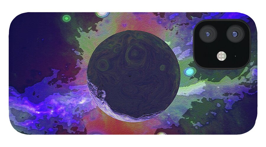 Abstract iPhone 12 Case featuring the digital art Mysterious Planet X by Don White Artdreamer