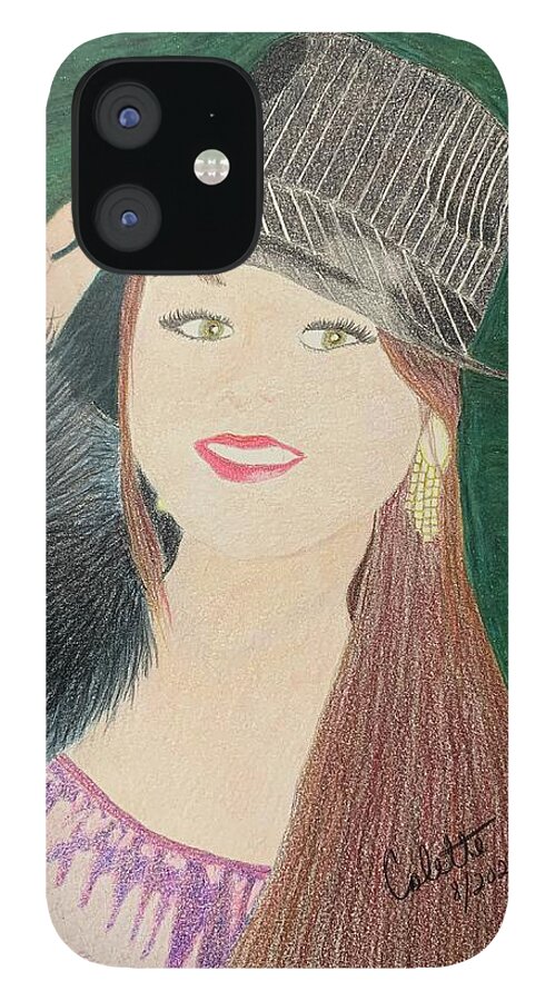 Girl iPhone 12 Case featuring the drawing Na by Colette Lee