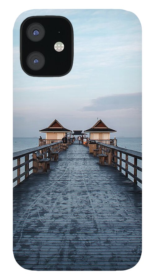 Office iPhone 12 Case featuring the photograph Naples Pier - Straight View of Morning on the Naples Pier 3 - Vertical View 2 by Ronald Reid