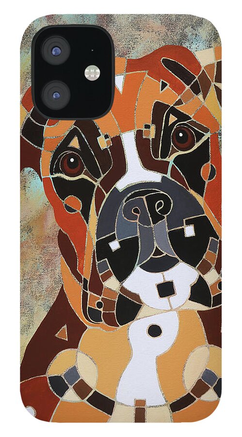 Boxer Dog Art iPhone 12 Case featuring the painting Never Boxed In Boxer Dog Art by Barbara Rush