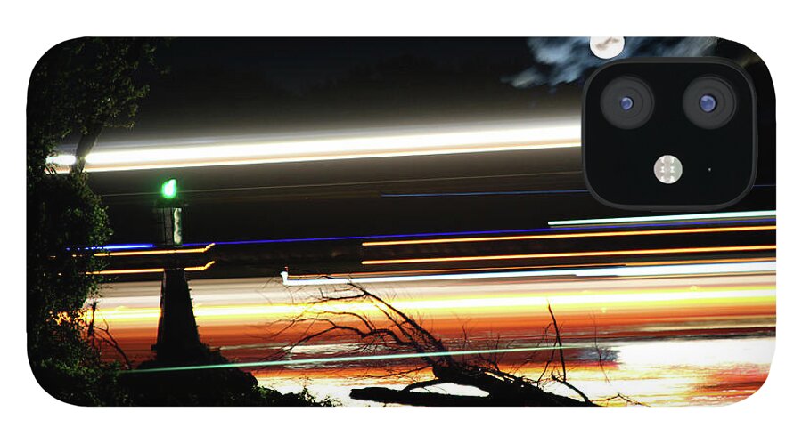 Night iPhone 12 Case featuring the photograph Night Barge and Moon by Pete Klinger