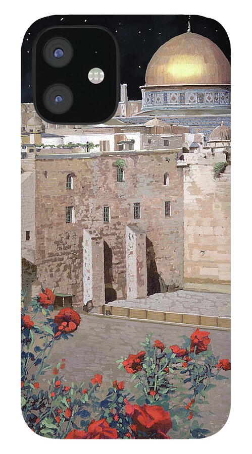 Night In Jerusalem iPhone 12 Case featuring the painting notte a Gerusalemme by Guido Borelli