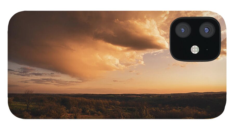 Clouds iPhone 12 Case featuring the photograph Observation Trail Dark Landscape Sunset by Jason Fink