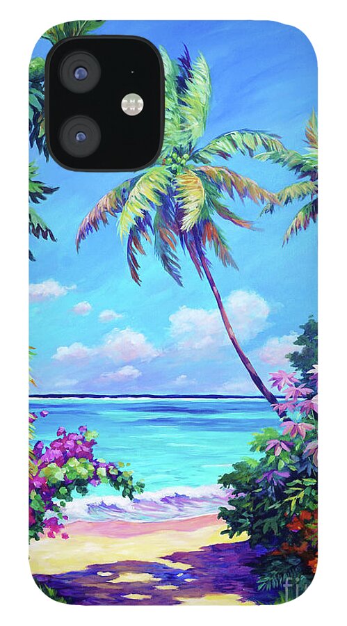 Art iPhone 12 Case featuring the painting Ocean View with Breadfruit Tree by John Clark