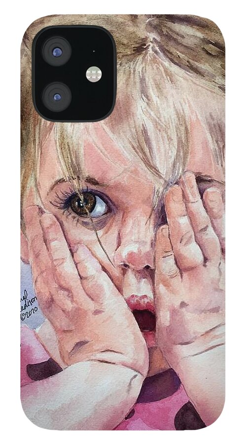 Expressive Child iPhone 12 Case featuring the painting Oh My by Michal Madison