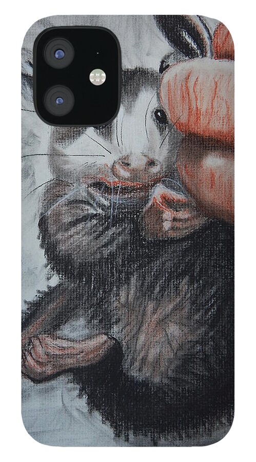 Charcoal iPhone 12 Case featuring the drawing Oh Noes by Mike Kling