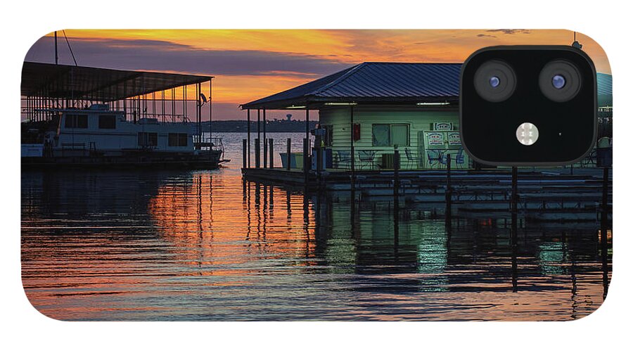 Lrh iPhone 12 Case featuring the photograph Orange Sky and Tackle Shop by Diana Mary Sharpton