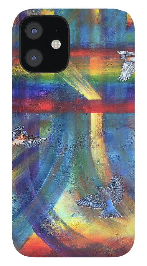 Rainbow iPhone 12 Case featuring the painting Over the Rainbow II by Pamela Kirkham