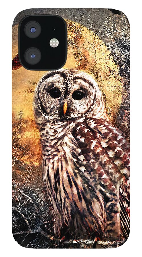 Photography iPhone 12 Case featuring the photograph Owl in Moonlight by Shara Abel