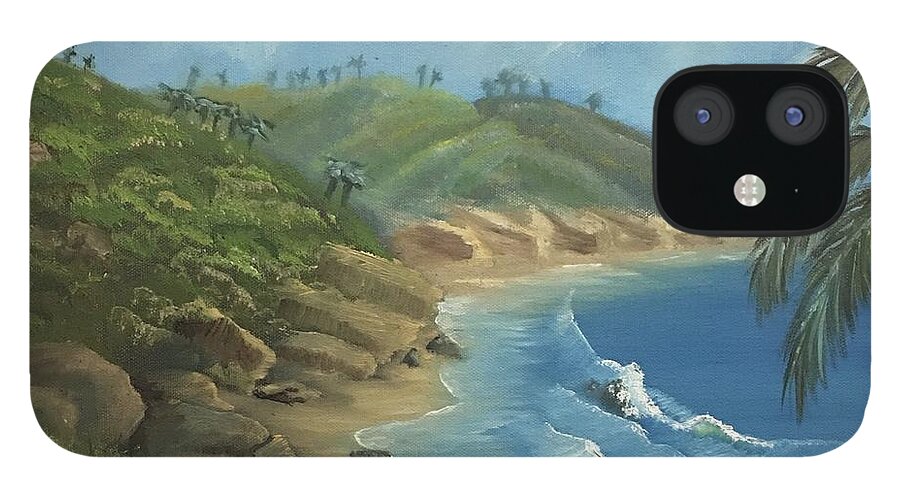 Beach iPhone 12 Case featuring the painting Paradise Beach by Thomas Janos