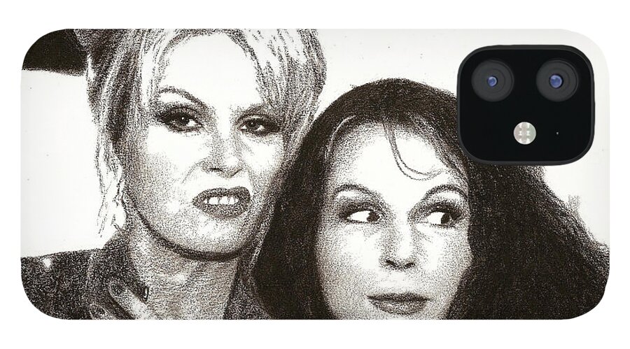 Absolutely Fabulous iPhone 12 Case featuring the drawing Patsy and Edina by Mark Baranowski
