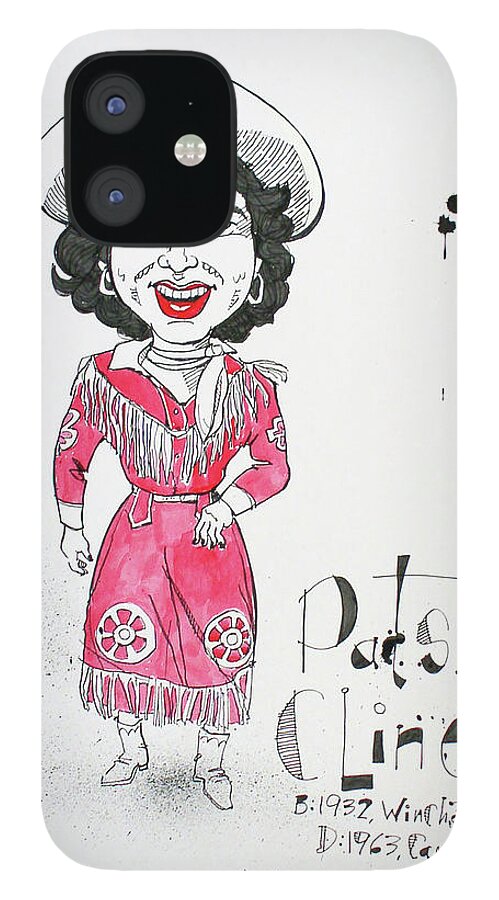 iPhone 12 Case featuring the drawing Patsy Cline by Phil Mckenney