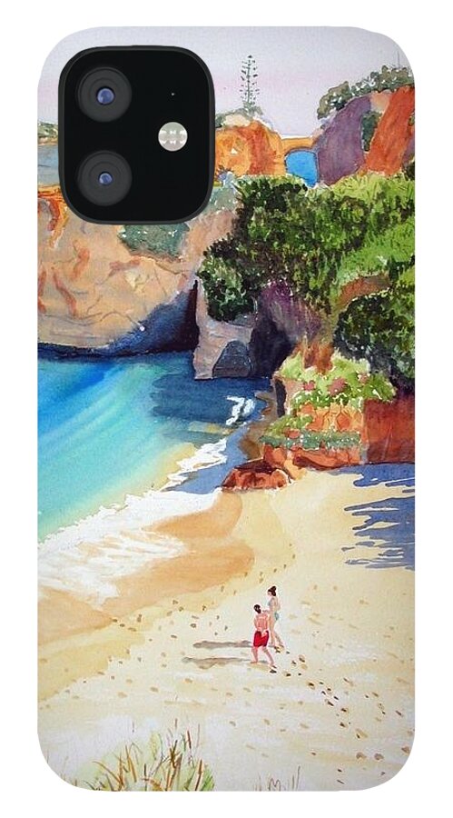 Algarve Praia iPhone 12 Case featuring the painting Ponte de Piadade by Sandie Croft