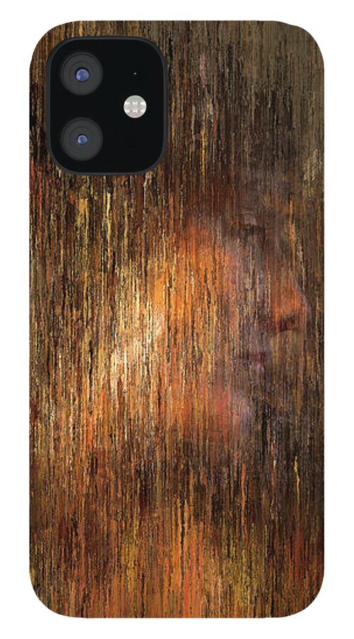 Portrait iPhone 12 Case featuring the painting Portrait in Gold Tones by Alex Mir