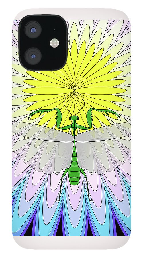 Praying Mantis iPhone 12 Case featuring the digital art Praying Mantis by Teresamarie Yawn