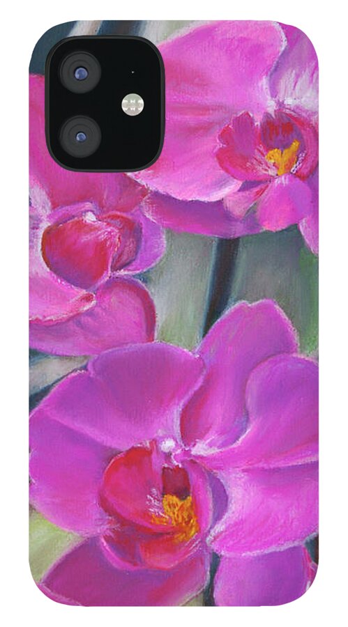Orchids iPhone 12 Case featuring the pastel Pretty in Pink by MaryJo Clark