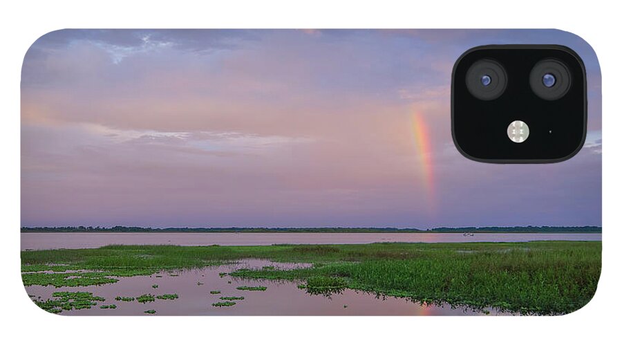 Rainbow iPhone 12 Case featuring the photograph Rainbow Reflection over Lake Toho by Carolyn Hutchins