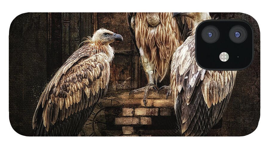 Birds iPhone 12 Case featuring the digital art Rampart Guardians by Merrilee Soberg