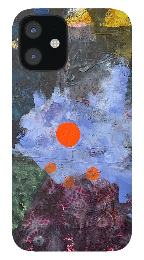Abstract iPhone 12 Case featuring the painting Red Dot by Leslie Porter