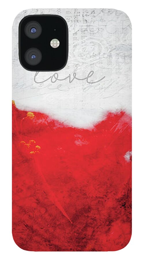 Valentine iPhone 12 Case featuring the digital art Red Flower of Love by Moira Law