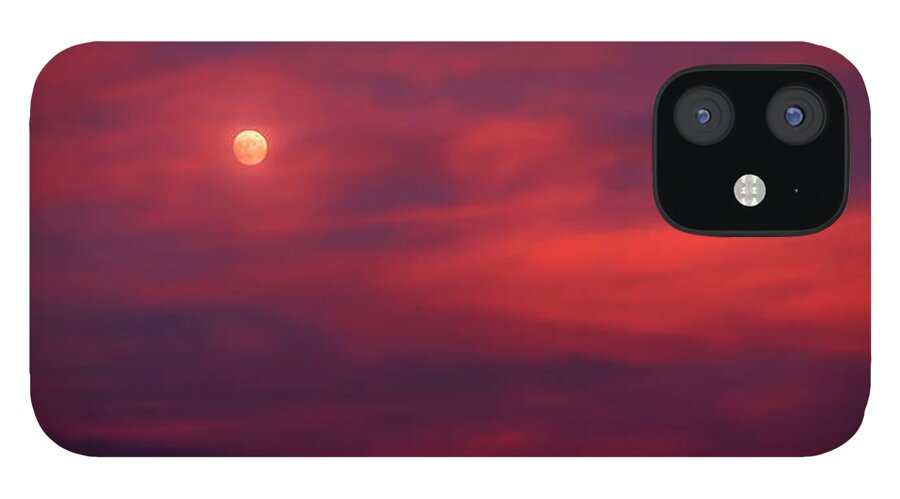 Clouds iPhone 12 Case featuring the photograph Red Moon by Steve Sullivan