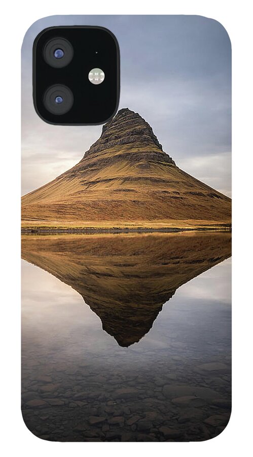 Kirkjufell iPhone 12 Case featuring the photograph Reflection of Kirkjufell Mountain in Iceland by Alexios Ntounas