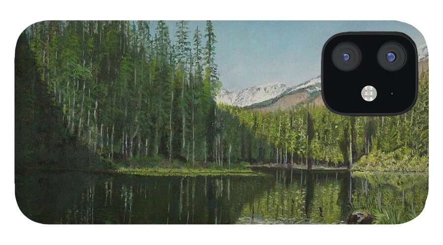 Lake iPhone 12 Case featuring the painting Reflective Lake by Bob Williams