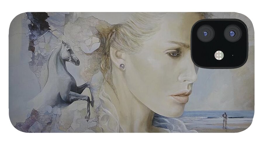 Figures. Love Acrylic iPhone 12 Case featuring the painting Remembrance by Sinisa Saratlic