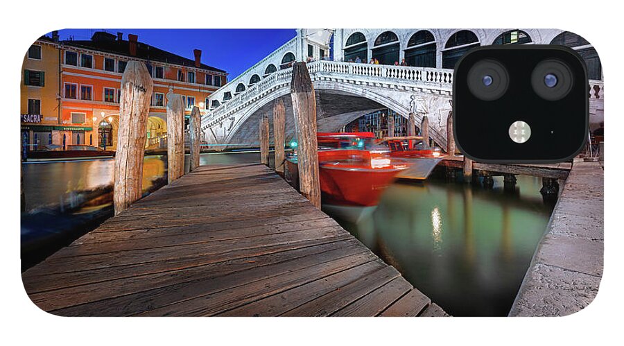 Rialto iPhone 12 Case featuring the photograph Rialto bridge at night by The P