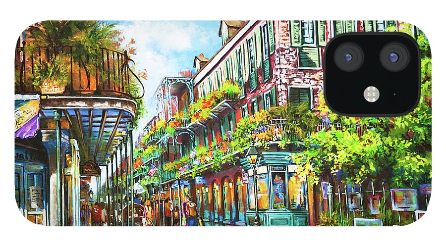 New Orleans Art iPhone 12 Case featuring the painting Royal at Pere Antoine Alley, New Orleans French Quarter by Dianne Parks