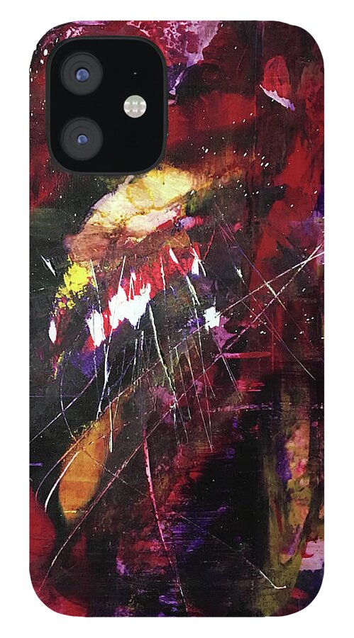 Abstract Art iPhone 12 Case featuring the painting Scarred Rumination by Rodney Frederickson