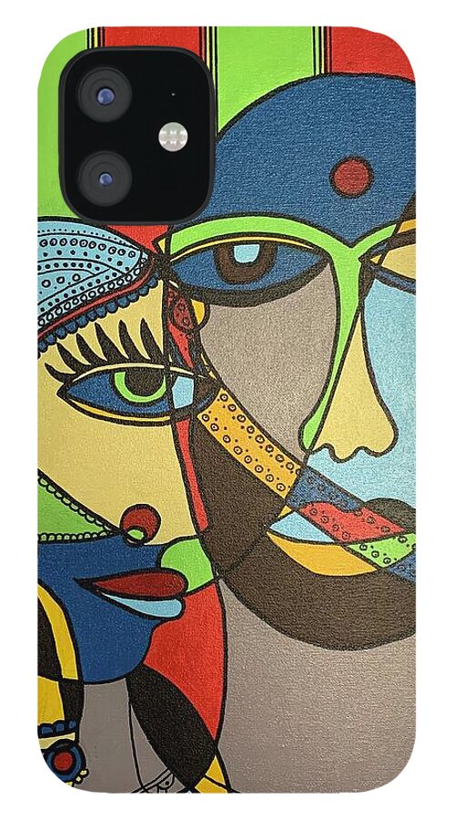Abstract iPhone 12 Case featuring the painting Second Look by Raji Musinipally