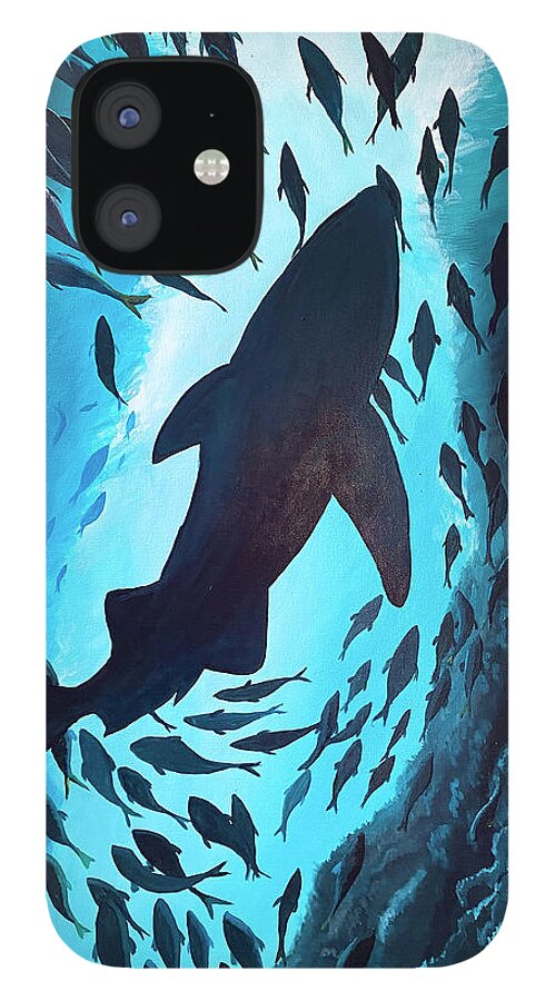 Shark Rising iPhone 12 Case featuring the painting Shark Rising by Winton Bochanowicz