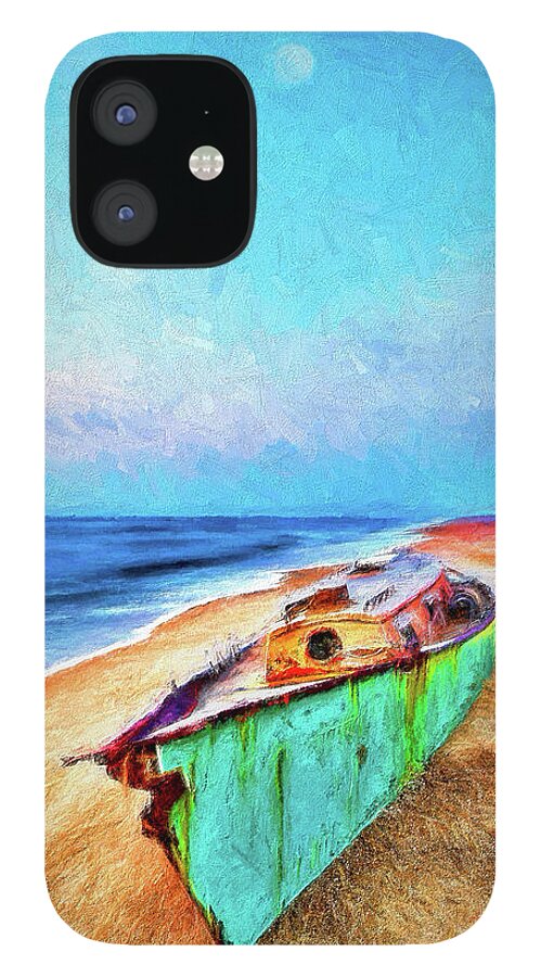 North Carolina iPhone 12 Case featuring the painting Shipwrecked on a Moonlit Day ap by Dan Carmichael