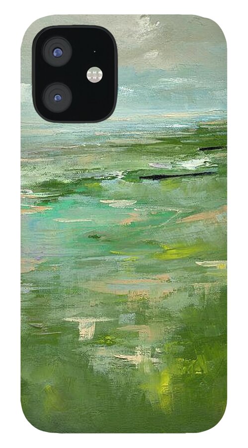 Landscape iPhone 12 Case featuring the painting Shoreline by Roger Clarke